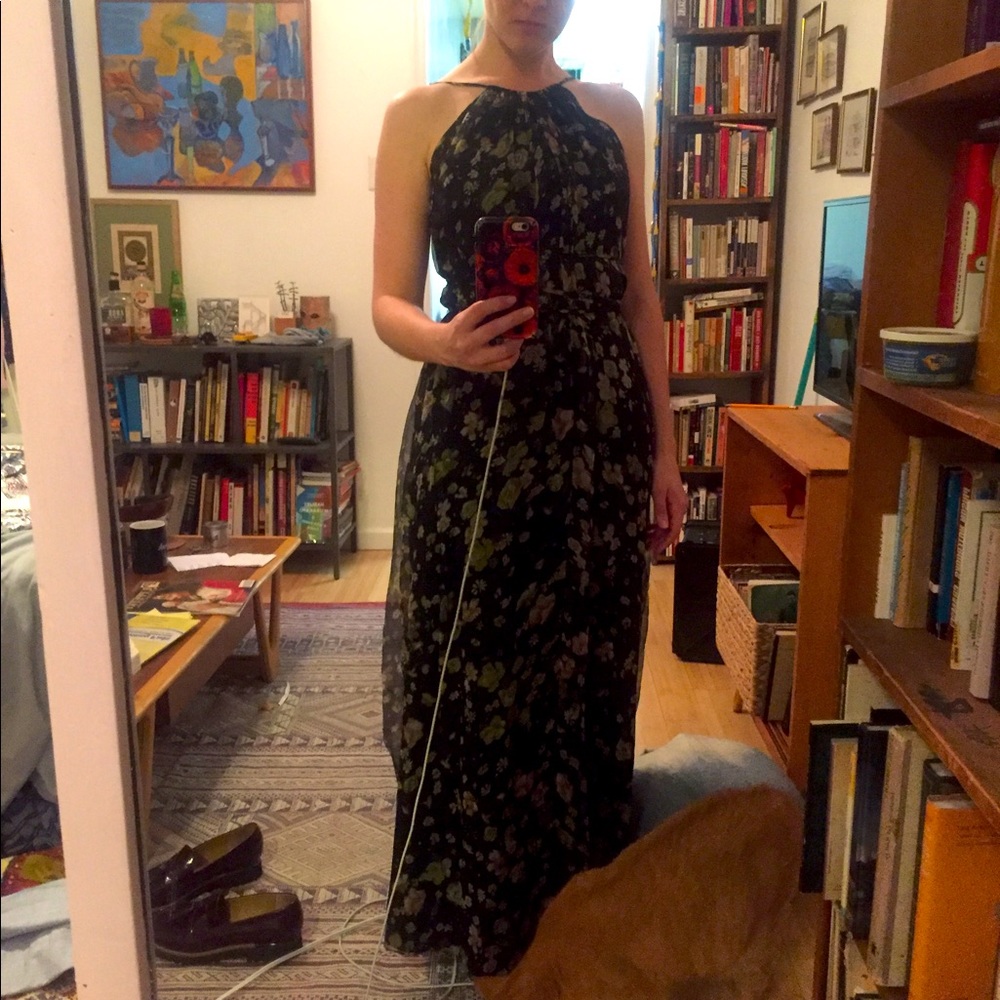 Grecian style low back maxi dress